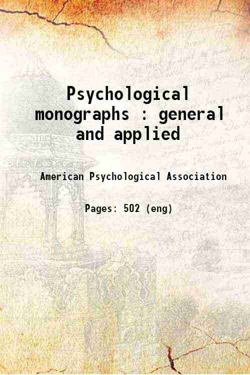 Psychological monographs : general and applied 
