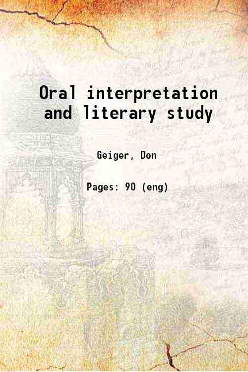 Oral interpretation and literary study 