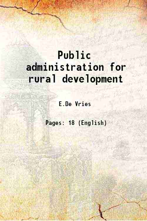 Public administration for rural development 