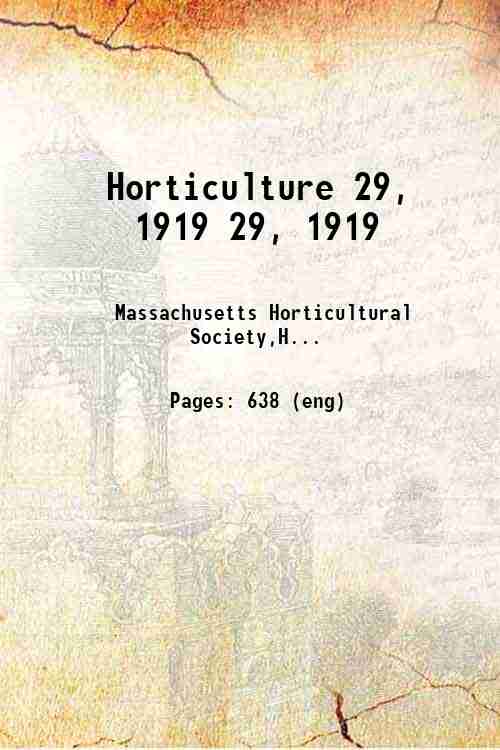 Horticulture 29, 1919 29, 1919