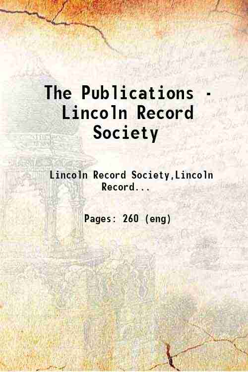 The Publications - Lincoln Record Society 