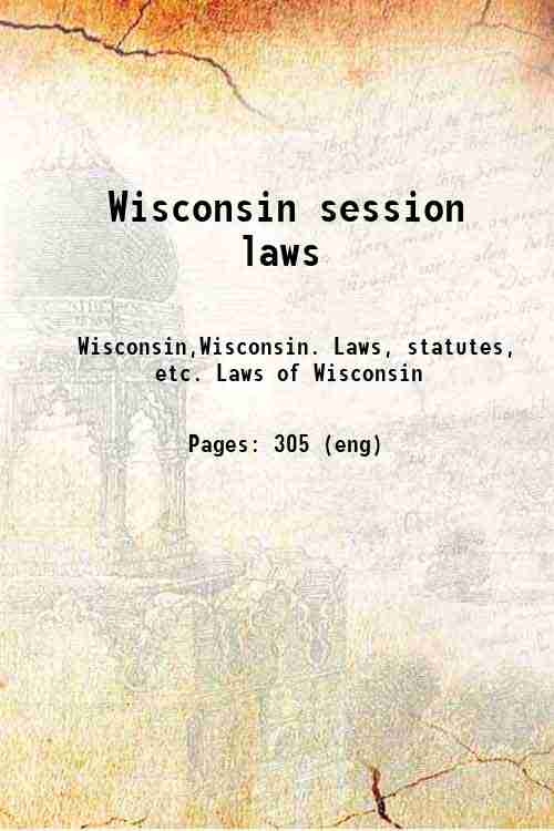 Wisconsin session laws 