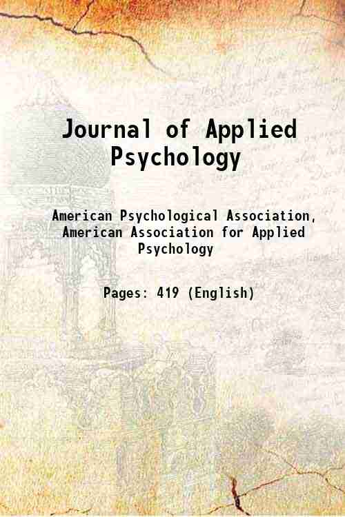 Journal of Applied Psychology 
