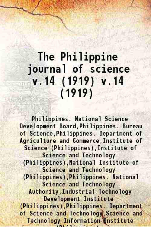 The Philippine journal of science v.14 (1919) v.14 (1919)