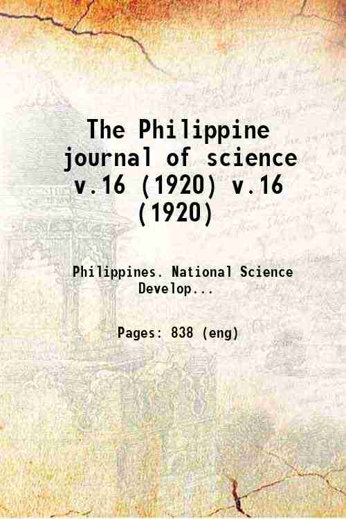 The Philippine journal of science v.16 (1920) v.16 (1920)