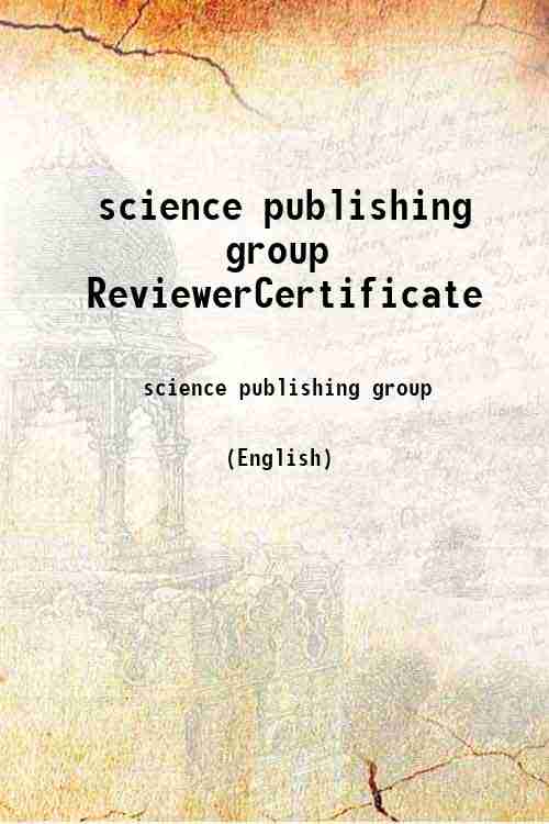 science publishing group ReviewerCertificate 
