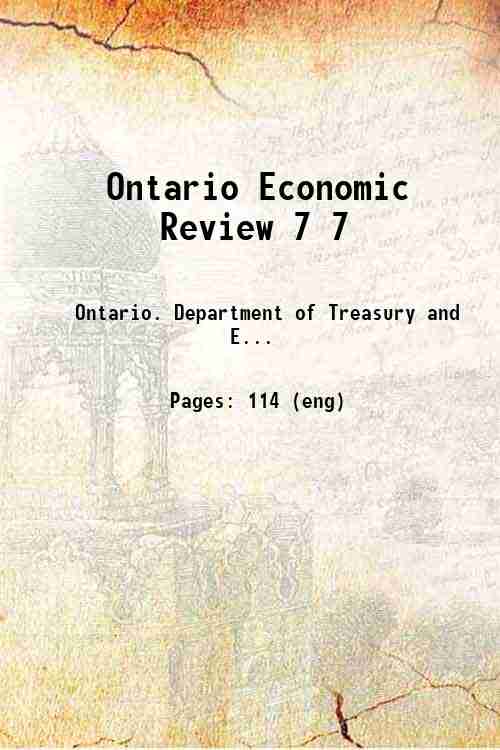 Ontario Economic Review 7 7