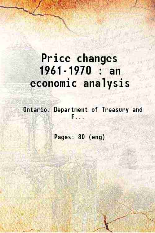 Price changes 1961-1970 : an economic analysis 