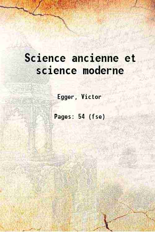 Science ancienne et science moderne 