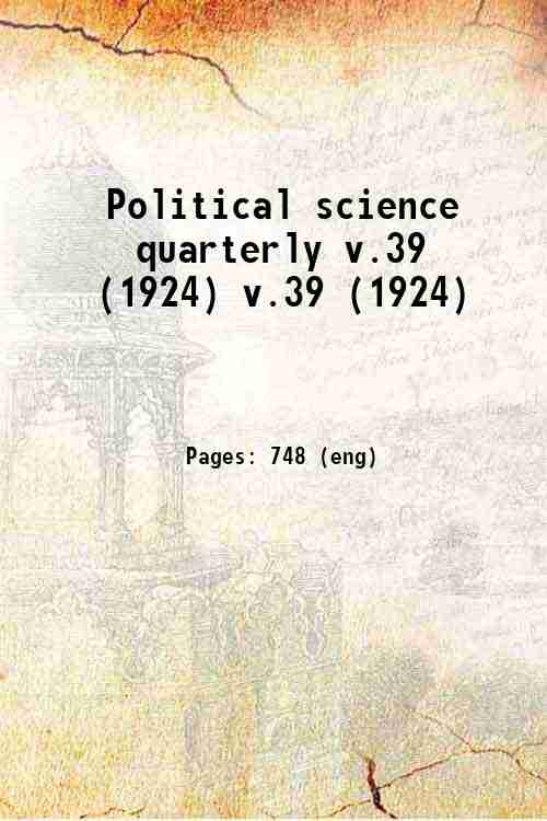 Political science quarterly v.39 (1924) v.39 (1924)